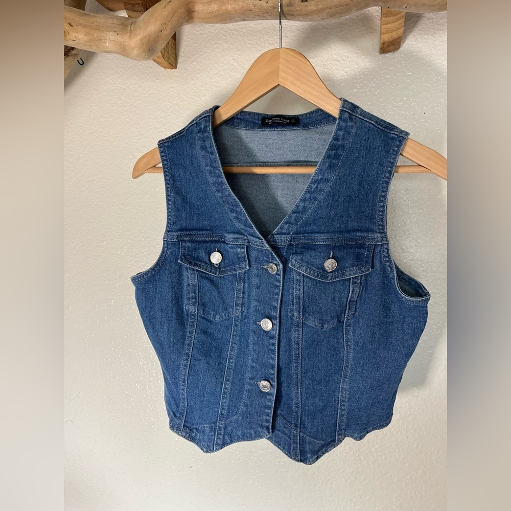 Emerson Lang 80s Classic Blue Denim Button-Front Vest